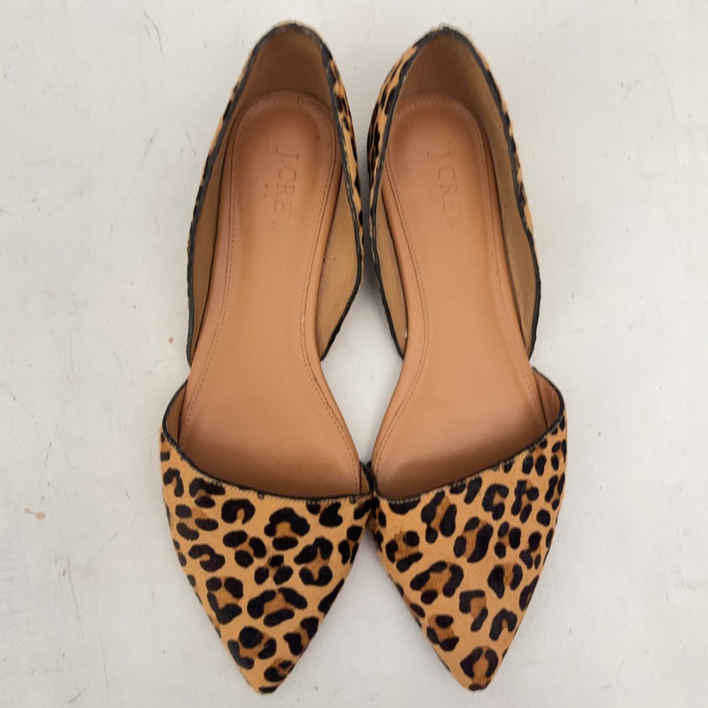 J.Crew Flats Zoe Leopard Calf Hair d'Orsay Flats Womens 8 Animal Print - Picture 5 of 10